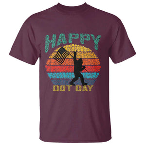 Happy Dot Day Bigfoot T Shirt American Flag Retro Sunset TS11 Maroon Print Your Wear