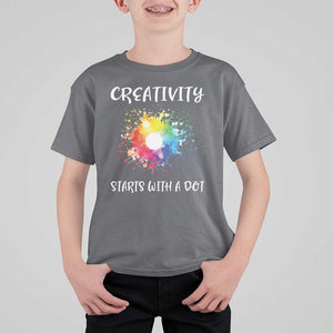 Funny Dot Day T Shirt For Kid Creativity Starts With A Dot Colorful Dots Watercolor TS11 Charcoal Print Your Wear