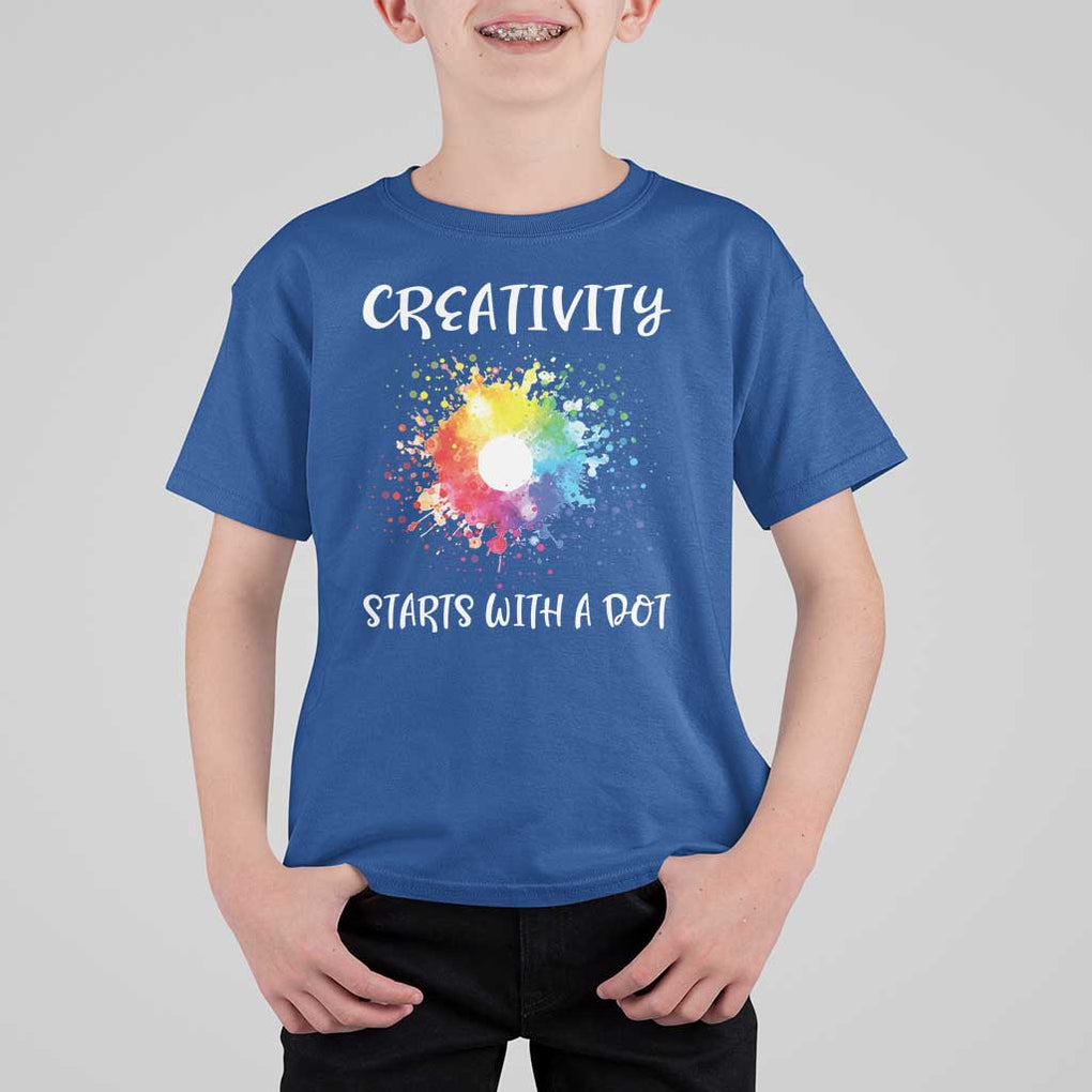 Funny Dot Day T Shirt For Kid Creativity Starts With A Dot Colorful Dots Watercolor TS11 Royal Blue Print Your Wear