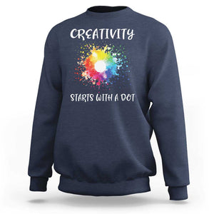 Funny Dot Day Sweatshirt Creativity Starts With A Dot Colorful Dots Watercolor TS11 Navy Print Your Wear