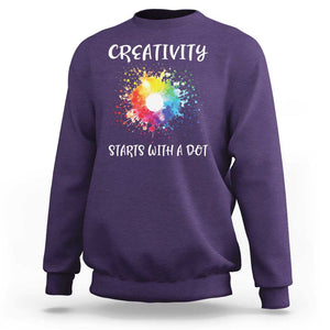 Funny Dot Day Sweatshirt Creativity Starts With A Dot Colorful Dots Watercolor TS11 Purple Print Your Wear