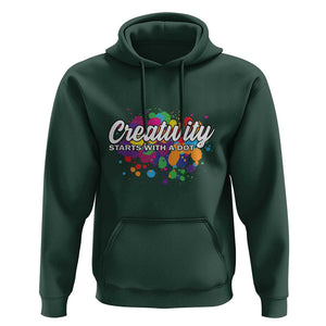 Happy Dot Day Hoodie Creativity Starts With A Dot Colorful Dots Watercolor TS11 Dark Forest Green Print Your Wear