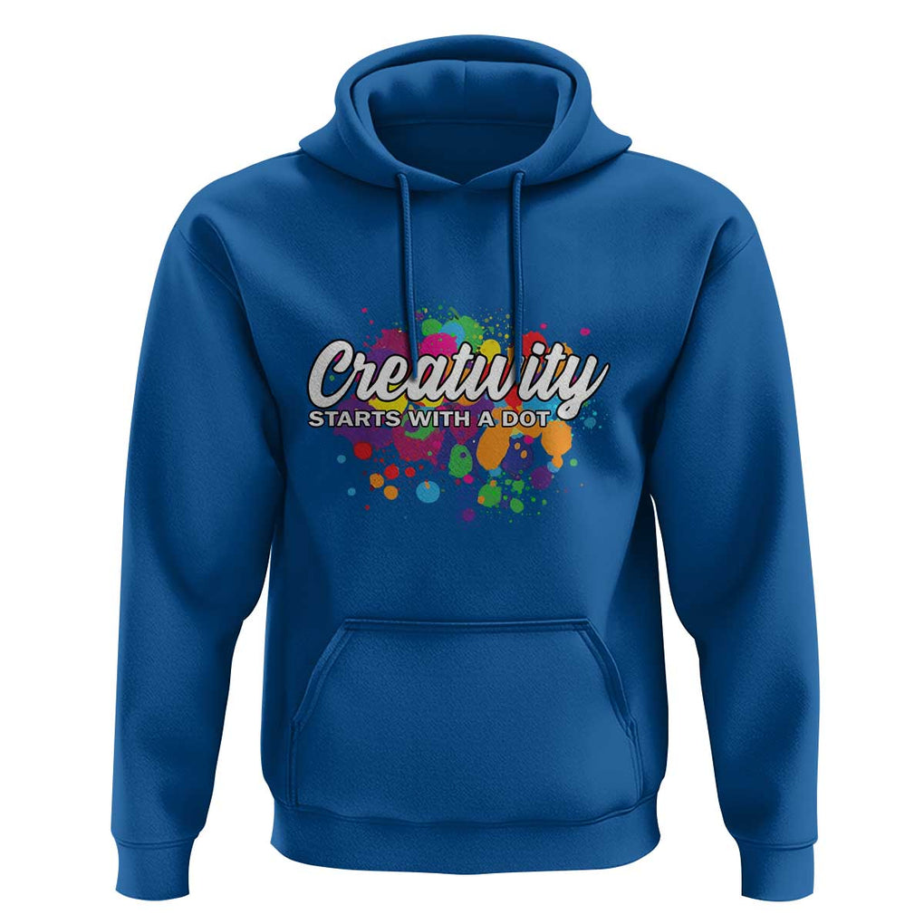 Happy Dot Day Hoodie Creativity Starts With A Dot Colorful Dots Watercolor TS11 Royal Blue Print Your Wear