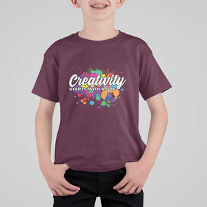 Happy Dot Day T Shirt For Kid Creativity Starts With A Dot Colorful Dots Watercolor TS11 Maroon Print Your Wear