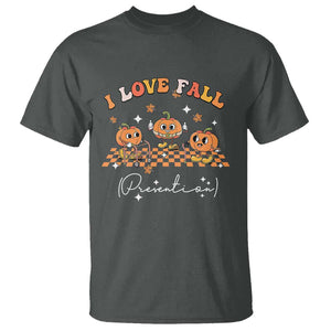 Funny Fall Physical Therapy T Shirt I Love Fall Prevention Retro Groove Pumpkin TS11 Dark Heather Print Your Wear