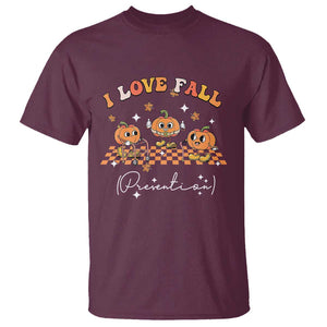 Funny Fall Physical Therapy T Shirt I Love Fall Prevention Retro Groove Pumpkin TS11 Maroon Print Your Wear