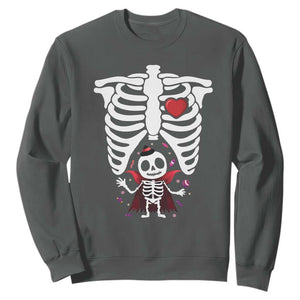 Pregnancy Announcement Sweatshirt Halloween Vampire Skeleton Monster Baby Pregnant Candy TS11 Dark Heather Print Your Wear