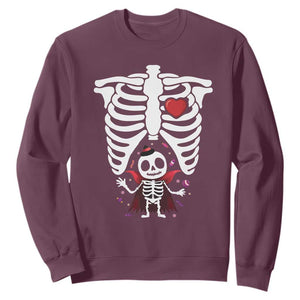 Pregnancy Announcement Sweatshirt Halloween Vampire Skeleton Monster Baby Pregnant Candy TS11 Maroon Print Your Wear