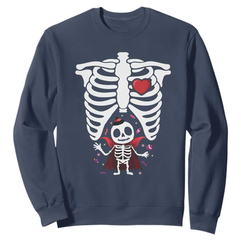 Pregnancy Announcement Sweatshirt Halloween Vampire Skeleton Monster Baby Pregnant Candy TS11 Navy Print Your Wear