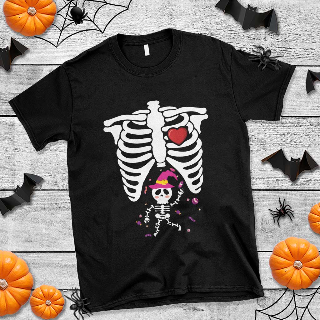 Pregnancy Announcement T Shirt Halloween Witch Skeleton Monster Baby Pregnant Candy TS11 Black Print Your Wear