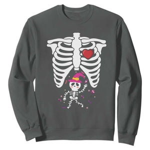 Pregnancy Announcement Sweatshirt Halloween Witch Skeleton Monster Baby Pregnant Candy TS11 Dark Heather Print Your Wear