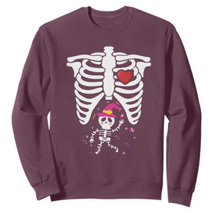 Pregnancy Announcement Sweatshirt Halloween Witch Skeleton Monster Baby Pregnant Candy TS11 Maroon Print Your Wear