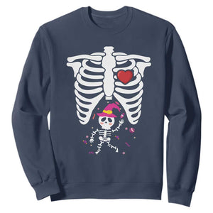 Pregnancy Announcement Sweatshirt Halloween Witch Skeleton Monster Baby Pregnant Candy TS11 Navy Print Your Wear