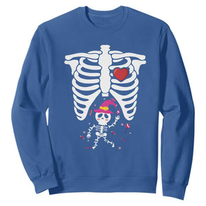 Pregnancy Announcement Sweatshirt Halloween Witch Skeleton Monster Baby Pregnant Candy TS11 Royal Blue Print Your Wear