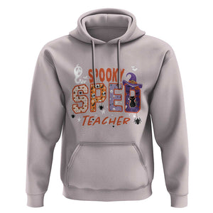 Spooky SPED Teacher Hoodie Special Education Teacher Halloween Witch Hat Cat Ghost TS11 Ice Gray Print Your Wear