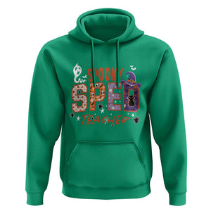 Spooky SPED Teacher Hoodie Special Education Teacher Halloween Witch Hat Cat Ghost TS11 Irish Green Print Your Wear