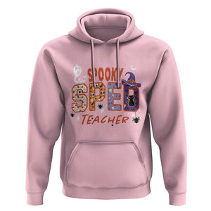 Spooky SPED Teacher Hoodie Special Education Teacher Halloween Witch Hat Cat Ghost TS11 Light Pink Print Your Wear