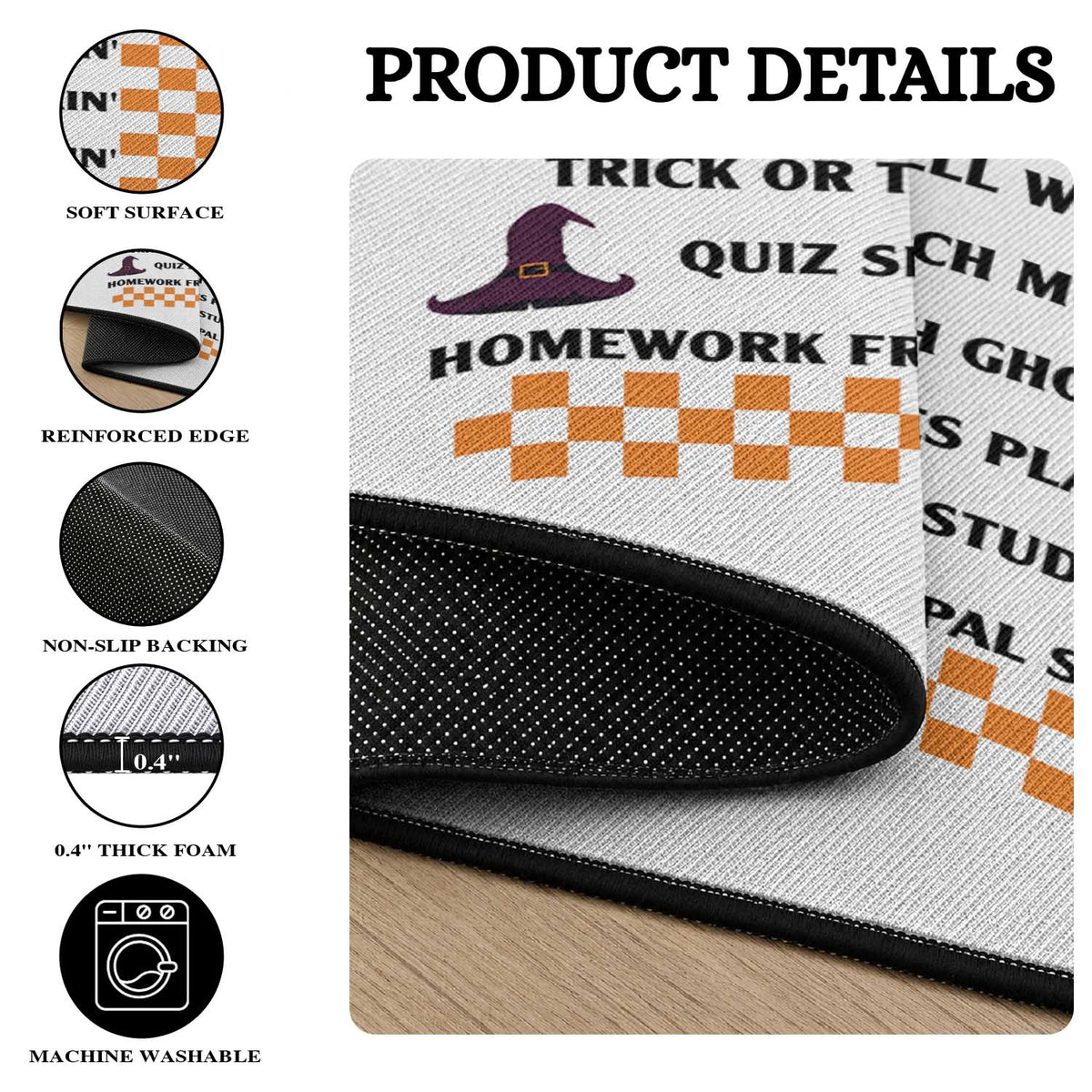 Funny Teacher Halloween Tour Round Rug Spooky Teacher Activities Pumpkin Witch Hat Bat