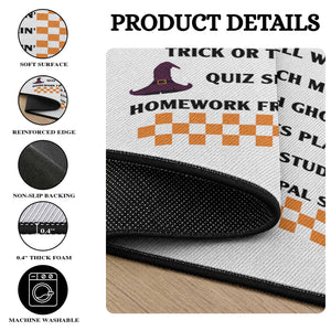 Funny Teacher Halloween Tour Round Rug Spooky Teacher Activities Pumpkin Witch Hat Bat