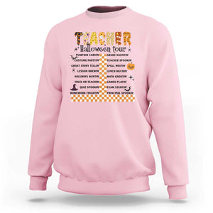 Funny Teacher Halloween Tour Sweatshirt Spooky Teacher Activities Pumpkin Witch Hat Bat TS11 Light Pink Print Your Wear