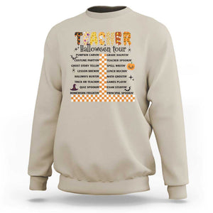 Funny Teacher Halloween Tour Sweatshirt Spooky Teacher Activities Pumpkin Witch Hat Bat TS11 Sand Print Your Wear