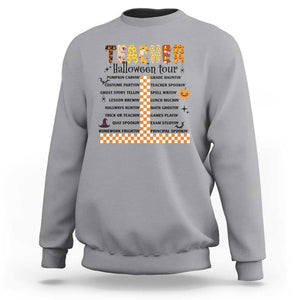 Funny Teacher Halloween Tour Sweatshirt Spooky Teacher Activities Pumpkin Witch Hat Bat TS11 Sport Gray Print Your Wear