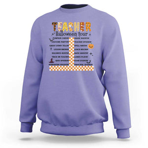 Funny Teacher Halloween Tour Sweatshirt Spooky Teacher Activities Pumpkin Witch Hat Bat TS11 Violet Print Your Wear