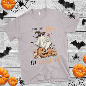 I Put The Boo In Boujee T Shirt Halloween Cute Lady Ghost Is Drinking Wine Pumpkin TS11 Ice Gray Print Your Wear