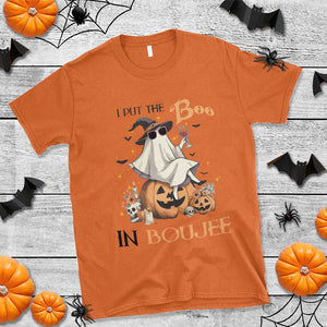 I Put The Boo In Boujee T Shirt Halloween Cute Lady Ghost Is Drinking Wine Pumpkin TS11 Orange Print Your Wear