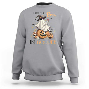 I Put The Boo In Boujee Sweatshirt Halloween Cute Lady Ghost Is Drinking Wine Pumpkin TS11 Sport Gray Print Your Wear