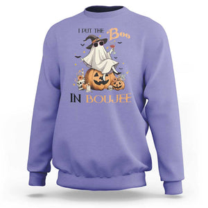 I Put The Boo In Boujee Sweatshirt Halloween Cute Lady Ghost Is Drinking Wine Pumpkin TS11 Violet Print Your Wear