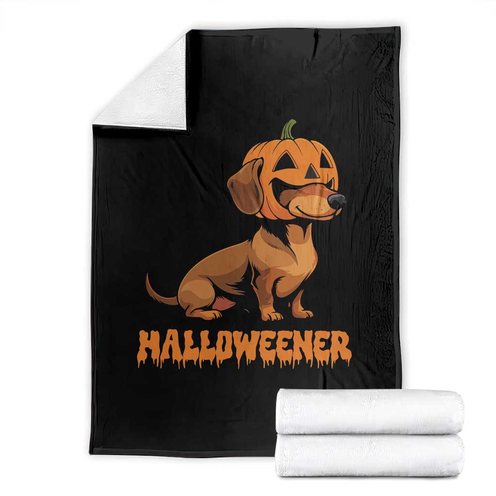 Funny Halloween Dachshund Throw Blanket Halloweener Pumpkin Wiener Dog TS11 Black Print Your Wear