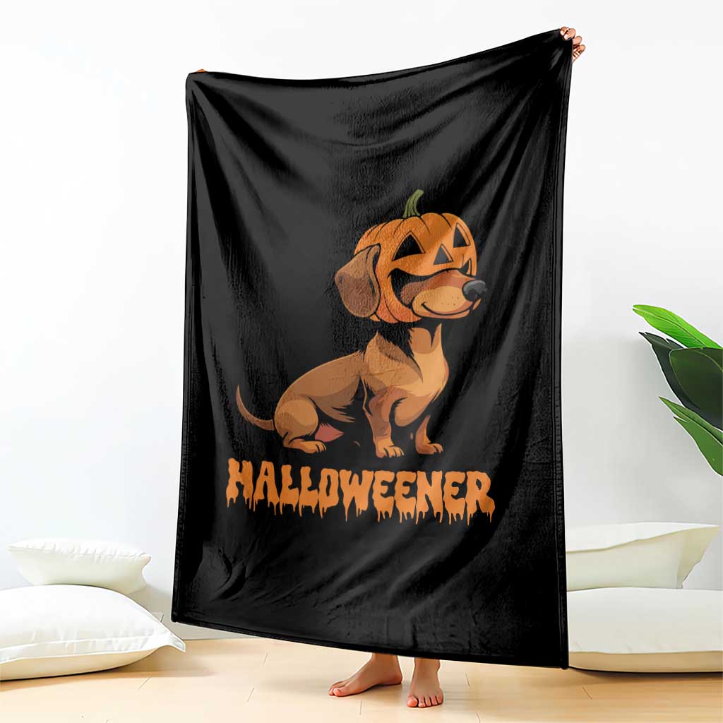 Funny Halloween Dachshund Throw Blanket Halloweener Pumpkin Wiener Dog TS11 Print Your Wear