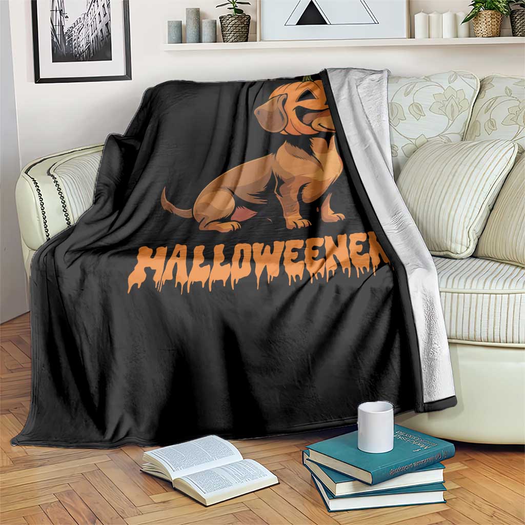Funny Halloween Dachshund Throw Blanket Halloweener Pumpkin Wiener Dog TS11 Print Your Wear
