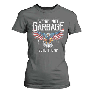 We're Not Garbage Vote Trump T Shirt For Women US Election 2024 Vintage Eagle TS11 Dark Heather Print Your Wear