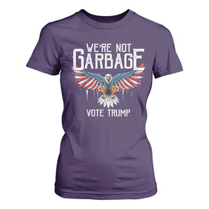 We're Not Garbage Vote Trump T Shirt For Women US Election 2024 Vintage Eagle TS11 Purple Print Your Wear