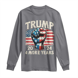 Trump Supporter Long Sleeve Shirt Trump 2024 Four More Years American Flag Hand Fist TS11 Charcoal Print Your Wear