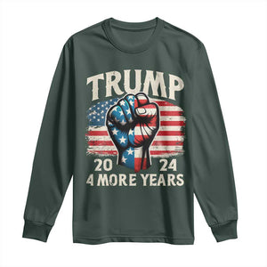 Trump Supporter Long Sleeve Shirt Trump 2024 Four More Years American Flag Hand Fist TS11 Dark Forest Green Print Your Wear