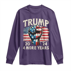 Trump Supporter Long Sleeve Shirt Trump 2024 Four More Years American Flag Hand Fist TS11 Purple Print Your Wear