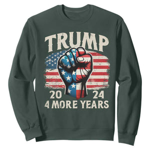 Trump Supporter Sweatshirt Trump 2024 Four More Years American Flag Hand Fist TS11 Dark Forest Green Print Your Wear