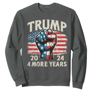 Trump Supporter Sweatshirt Trump 2024 Four More Years American Flag Hand Fist TS11 Dark Heather Print Your Wear