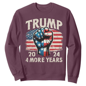 Trump Supporter Sweatshirt Trump 2024 Four More Years American Flag Hand Fist TS11 Maroon Print Your Wear