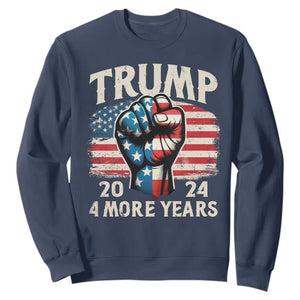 Trump Supporter Sweatshirt Trump 2024 Four More Years American Flag Hand Fist TS11 Navy Print Your Wear