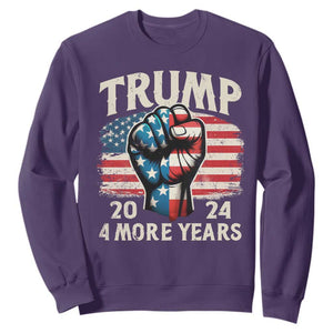 Trump Supporter Sweatshirt Trump 2024 Four More Years American Flag Hand Fist TS11 Purple Print Your Wear