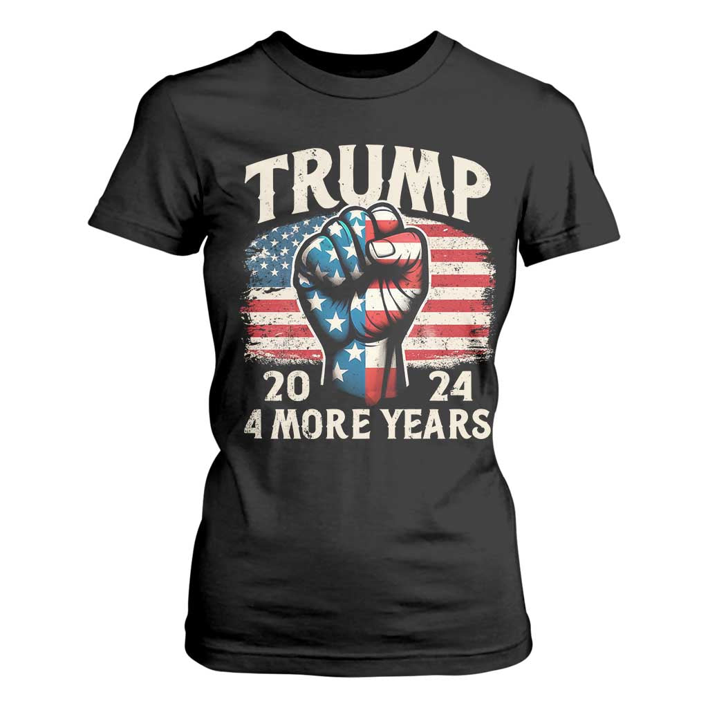 Trump Supporter T Shirt For Women Trump 2024 Four More Years American Flag Hand Fist TS11 Black Print Your Wear