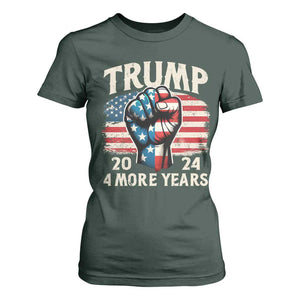 Trump Supporter T Shirt For Women Trump 2024 Four More Years American Flag Hand Fist TS11 Dark Forest Green Print Your Wear