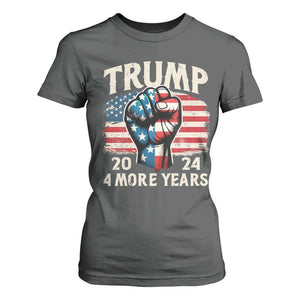 Trump Supporter T Shirt For Women Trump 2024 Four More Years American Flag Hand Fist TS11 Dark Heather Print Your Wear