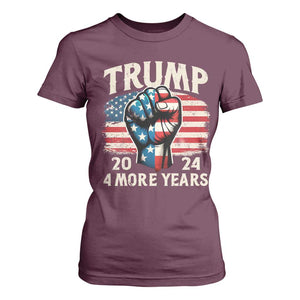 Trump Supporter T Shirt For Women Trump 2024 Four More Years American Flag Hand Fist TS11 Maroon Print Your Wear