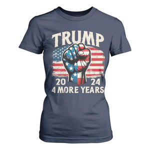 Trump Supporter T Shirt For Women Trump 2024 Four More Years American Flag Hand Fist TS11 Navy Print Your Wear