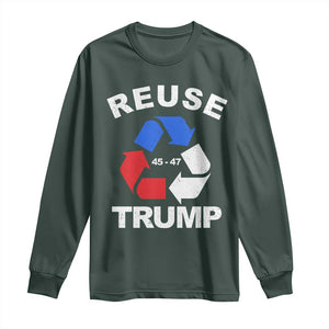 Funny Trump Garbage 2024 Long Sleeve Shirt Reuse Trump 45-47 TS11 Dark Forest Green Print Your Wear